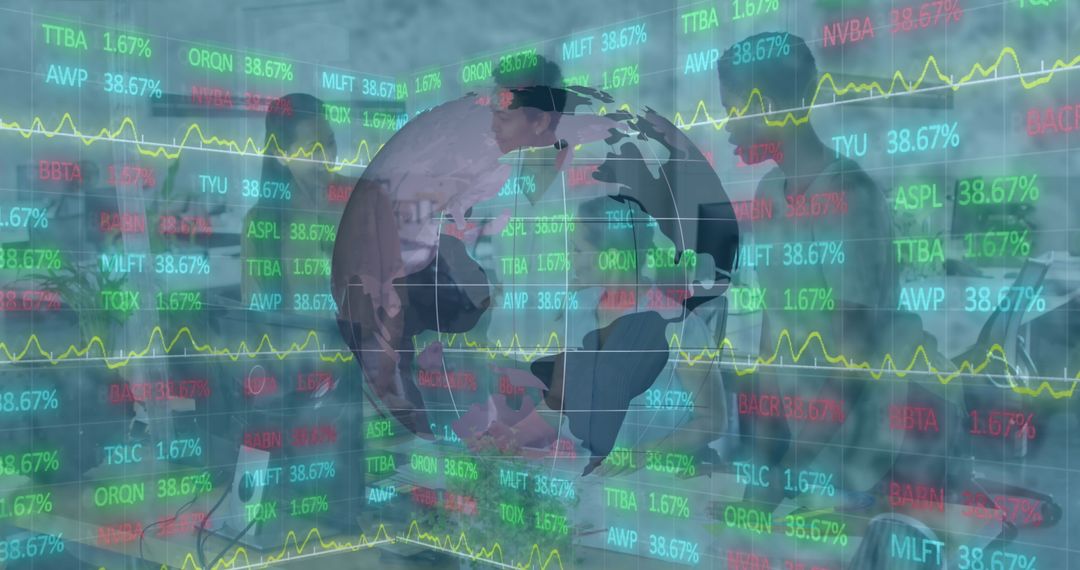 Global Business Meeting with Stock Market Projection