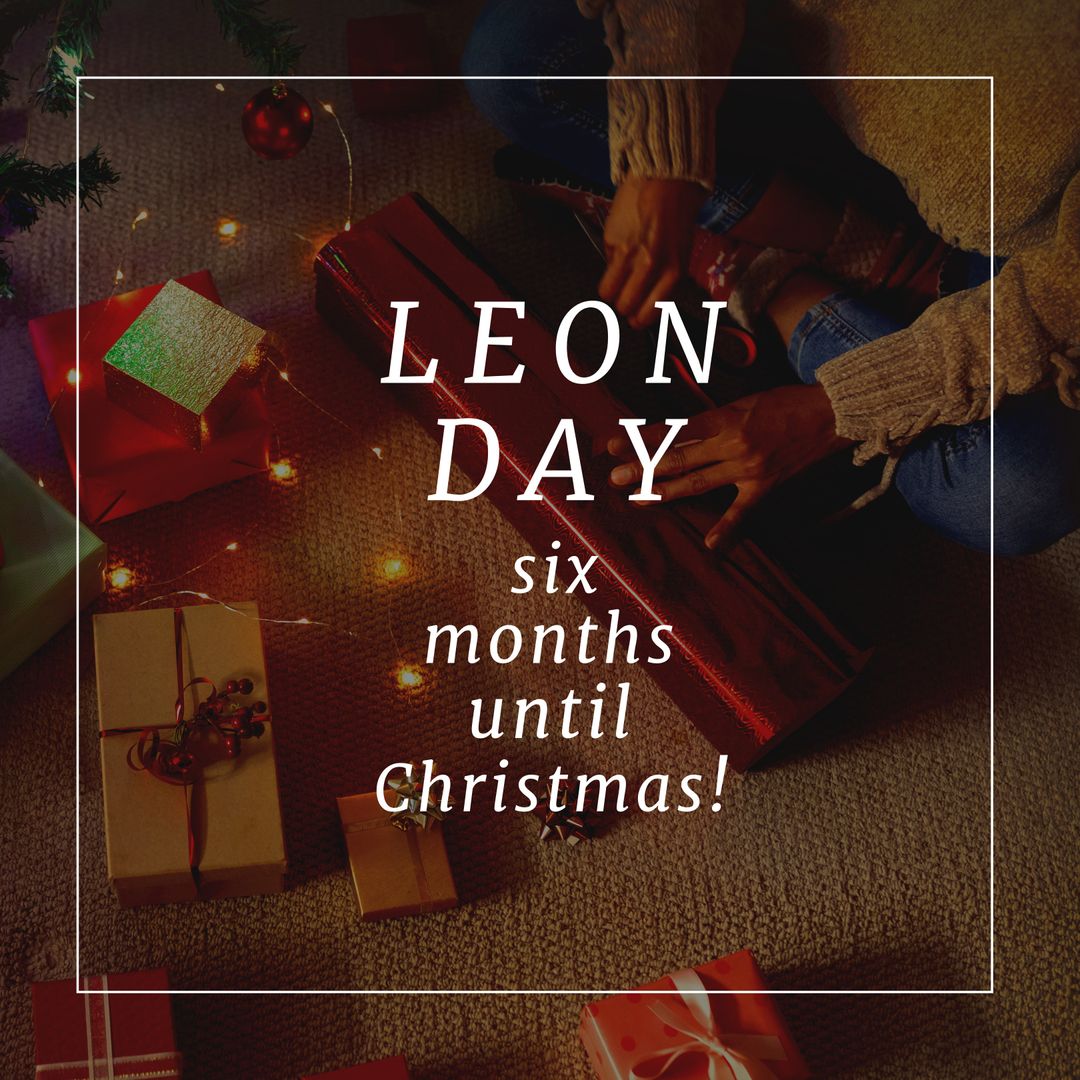 Leon Day Celebrating Halfway to Christmas with Gift Wrapping