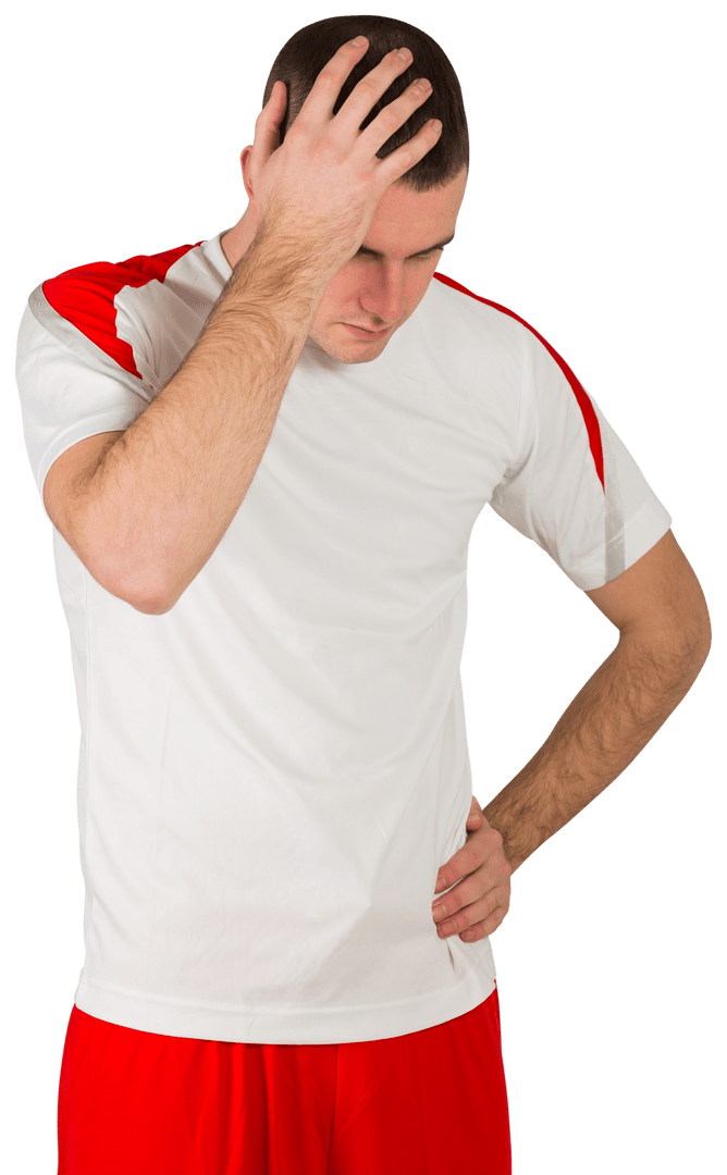 Transparent Image of Disappointed Football Player Feeling Frustrated