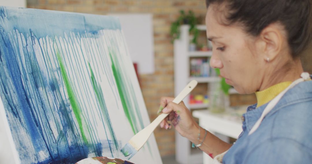Creative Artist Painting on Canvas at Home