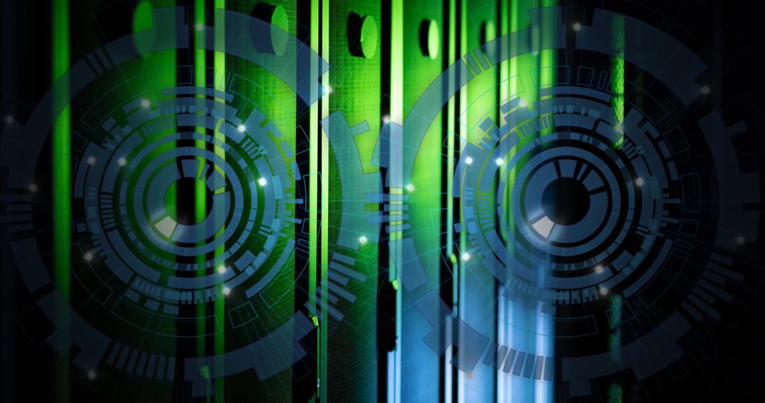 Abstract Holographic Scanners in Futuristic Server Room