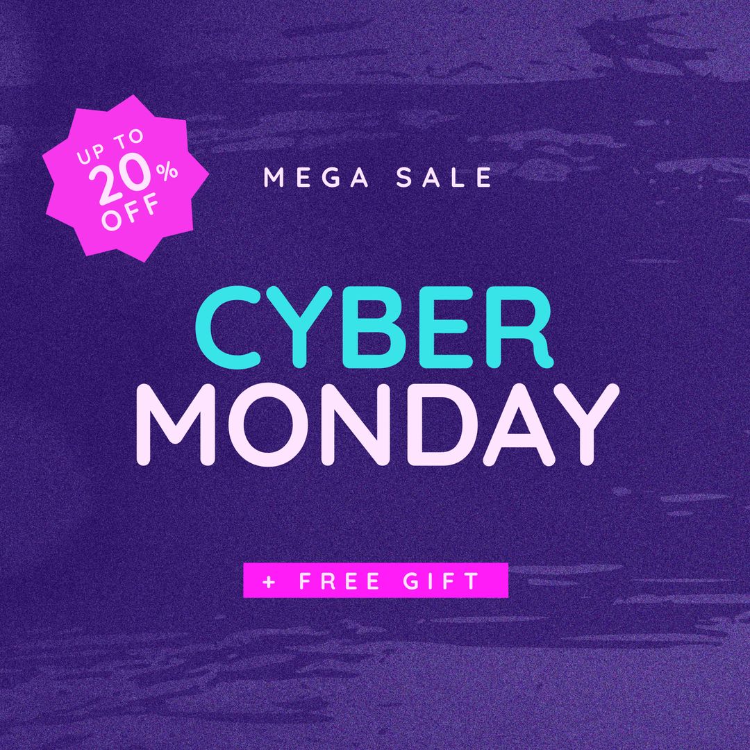 Cyber Monday Mega Sale Advertisement with Blue Background