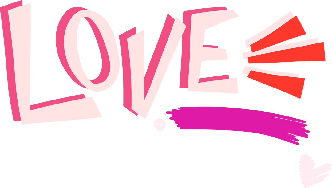 Romantic 3D Pink LOVE Typography on Transparent Background
