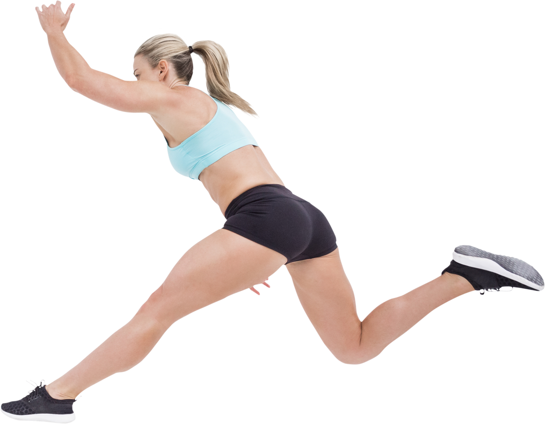 Athletic Woman Jumping On Transparent Background For Fitness Promotion - Download Free Stock Images Pikwizard.com