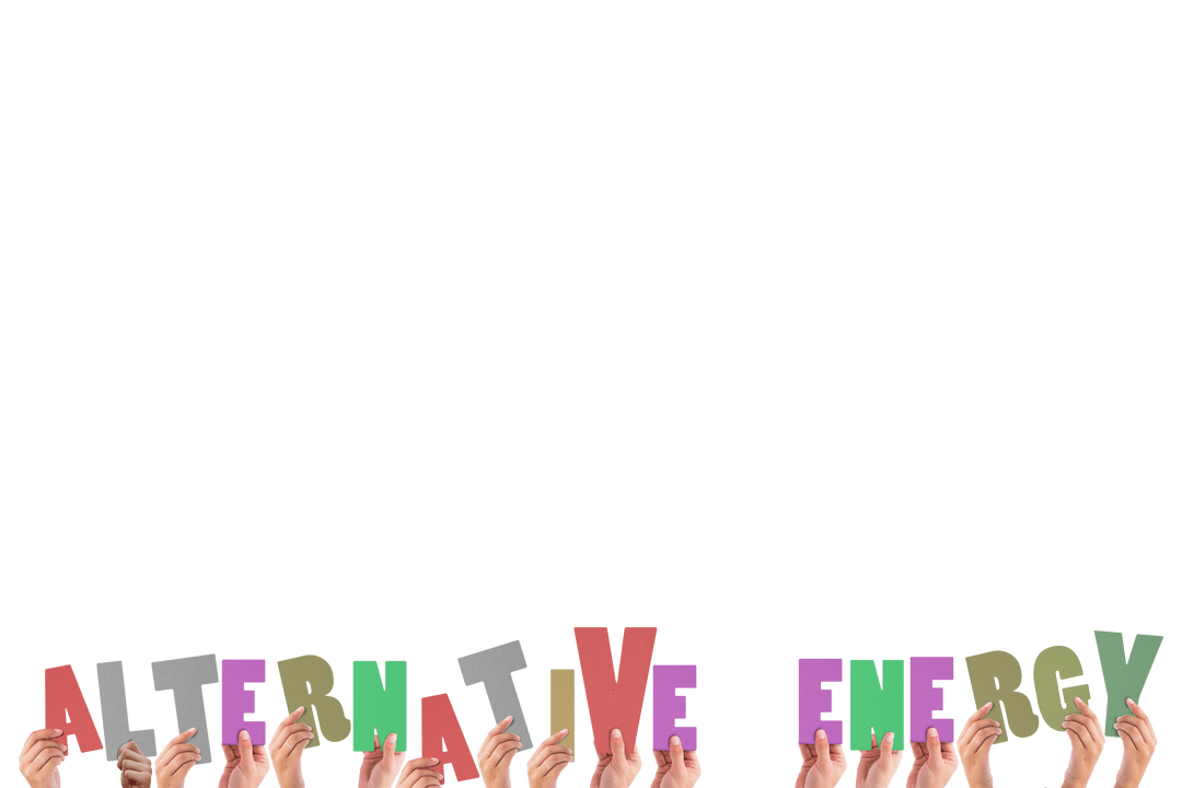 Transparent Hands Holding Colorful Letters Alternative Energy Concept