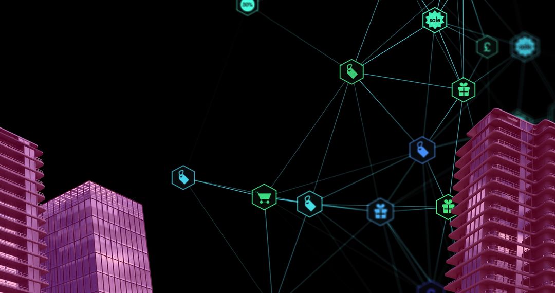 Futuristic Digital Network with Modern Architecture