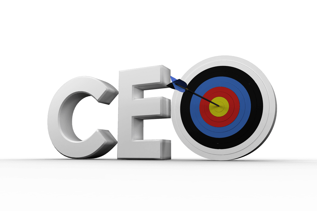 Transparent Illustration of CEO Text with Dartboard Focus