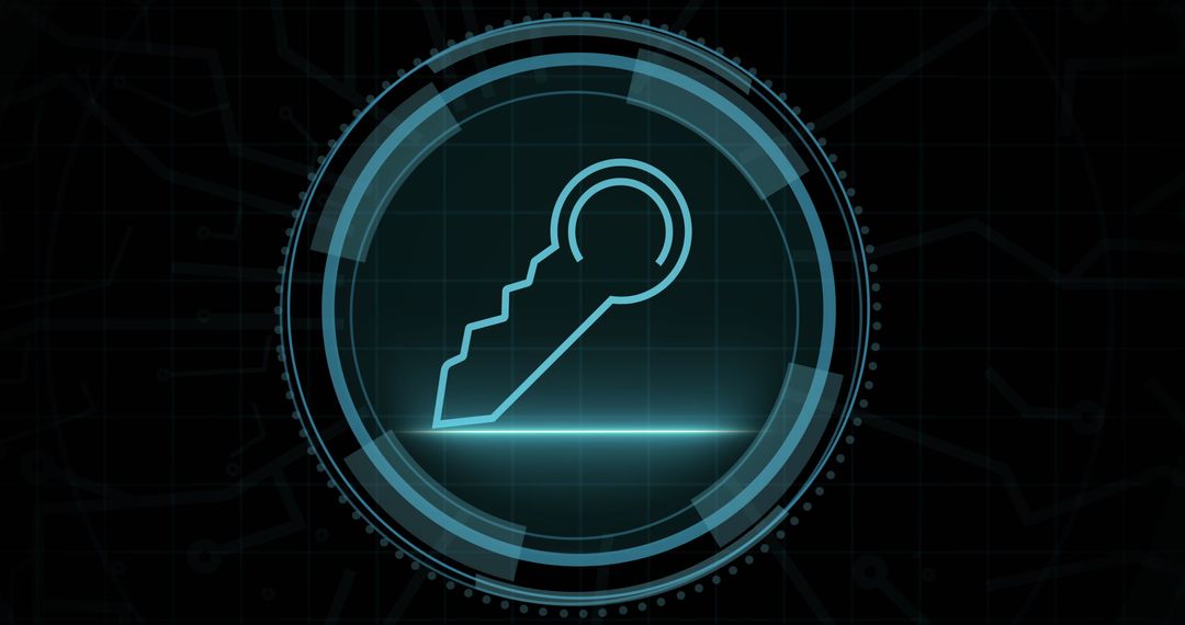 Futuristic Digital Key Icon for Cybersecurity
