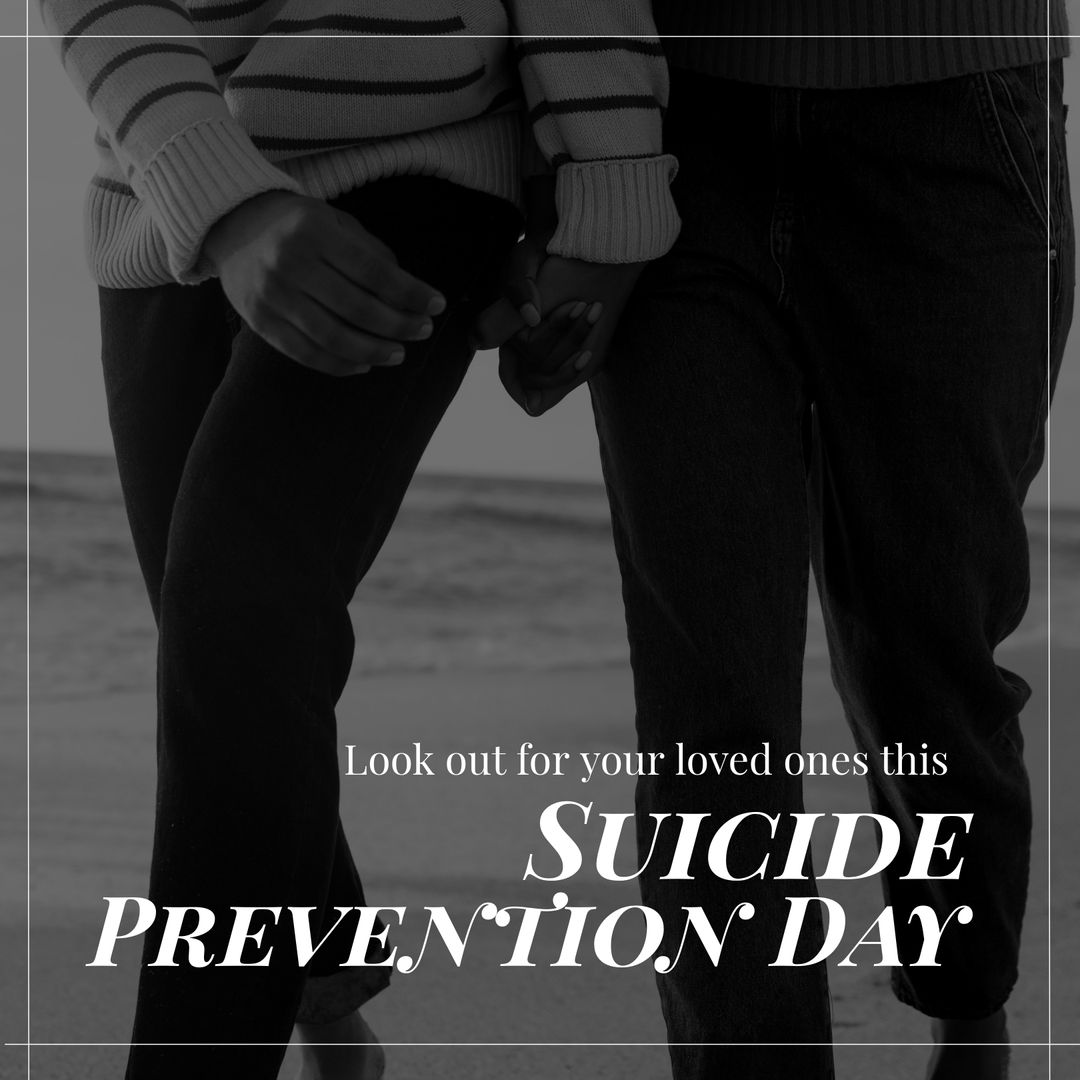Supportive Couple Holding Hands for Suicide Prevention Awareness