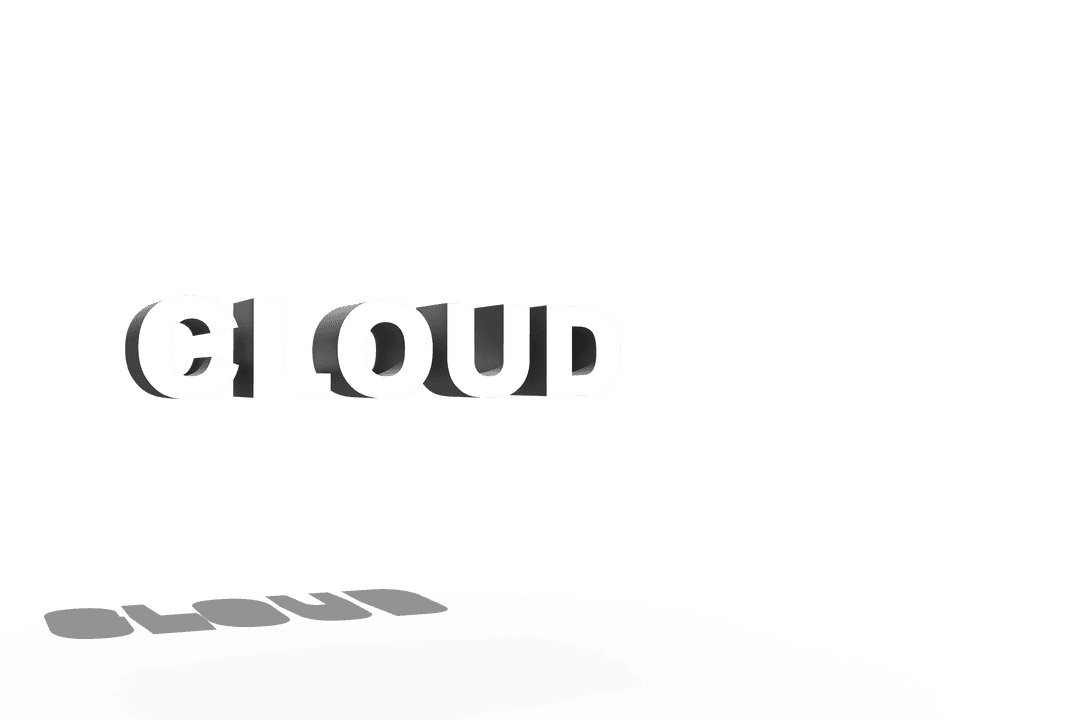 Digital White Text Cloud with Shadow on Transparent Background