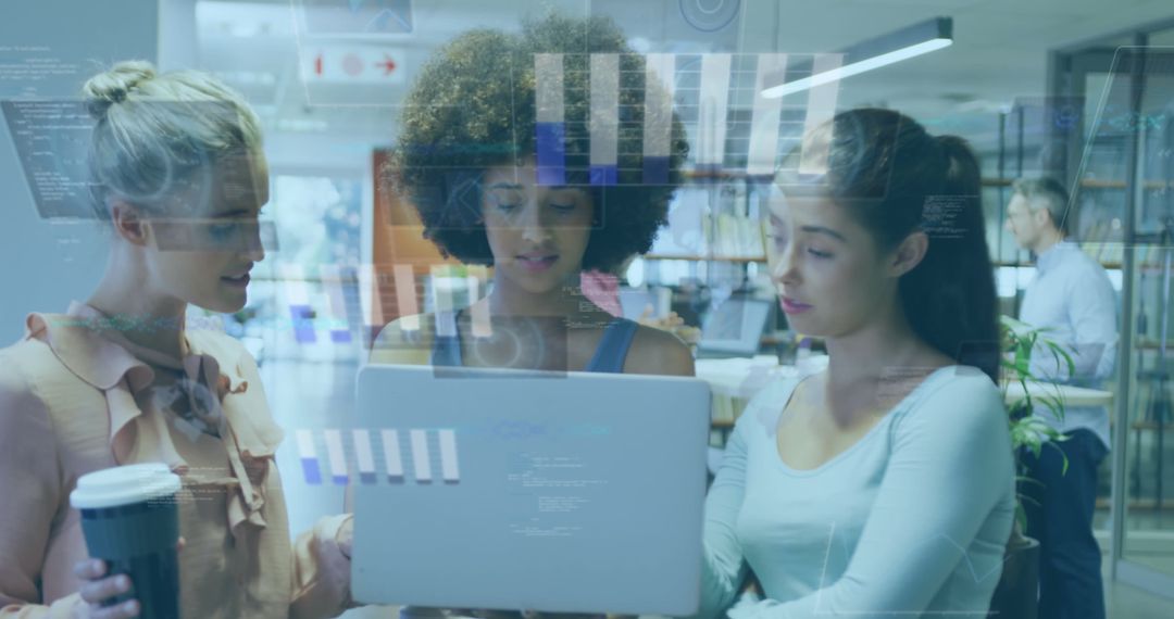 Diverse Businesswomen Analyzing Data With Modern Technology Interface