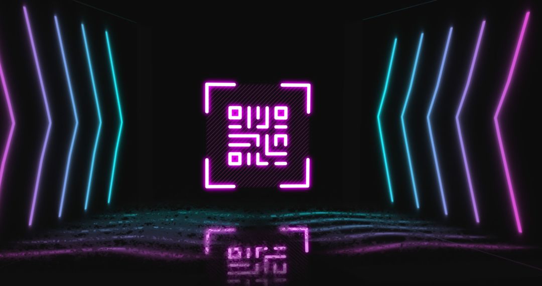 Futuristic QR Code with Neon Arrows Concept