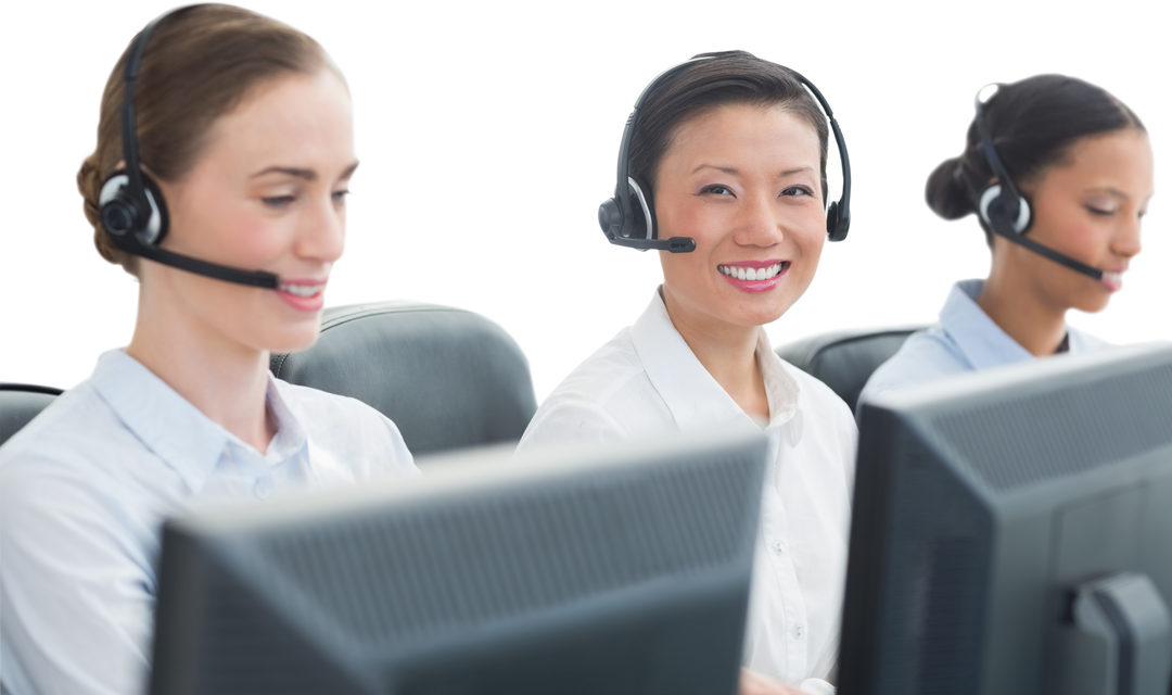 Transparent Call Center Team Using Headsets - Download Free Stock Images Pikwizard.com