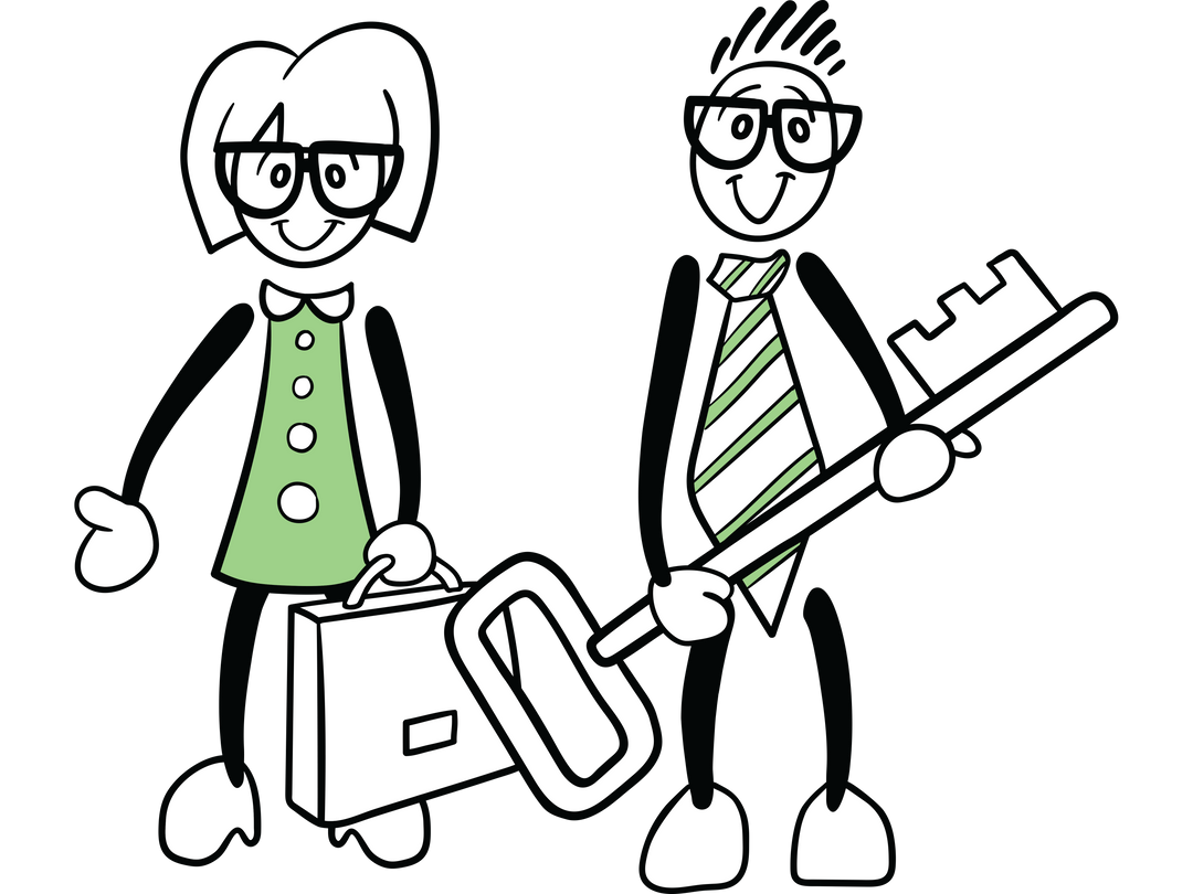 Transparent Cartoon People with Key and Briefcase - Download Free Stock Images Pikwizard.com