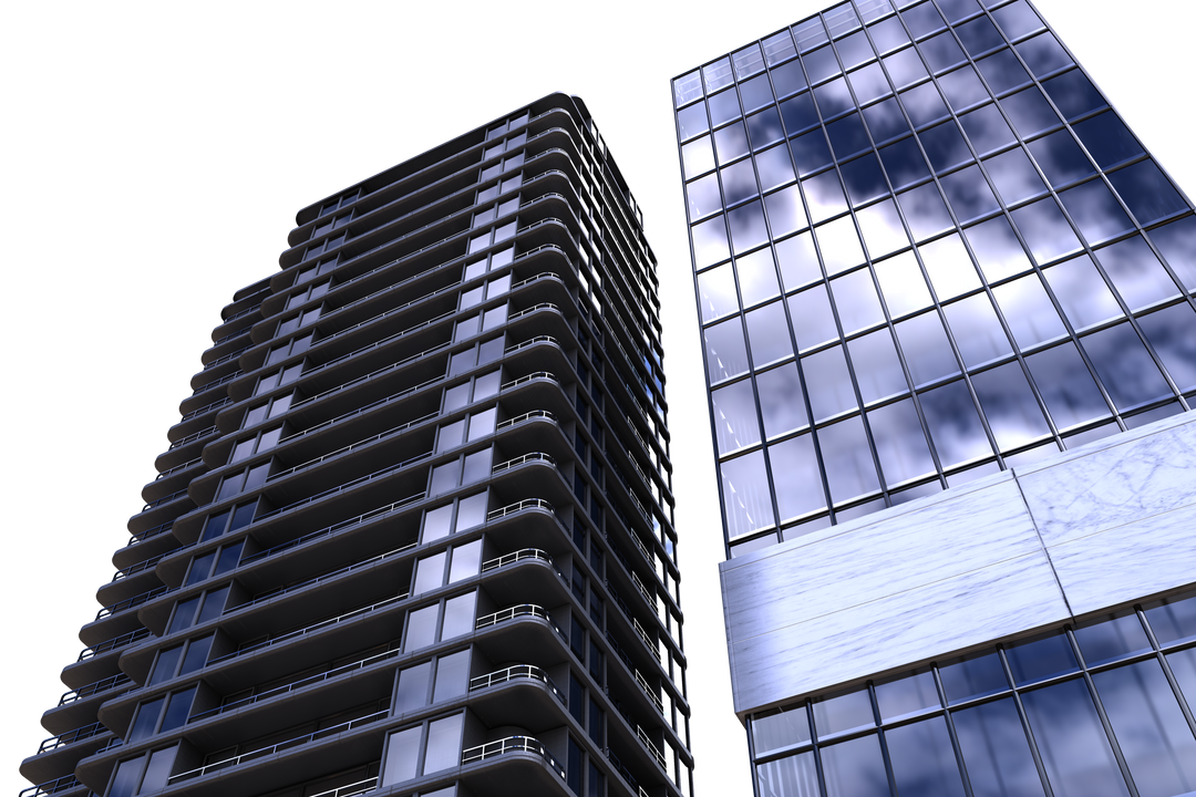 Dynamic Transparent 3D Glass Buildings Against Sky Background - Download Free Stock Images Pikwizard.com