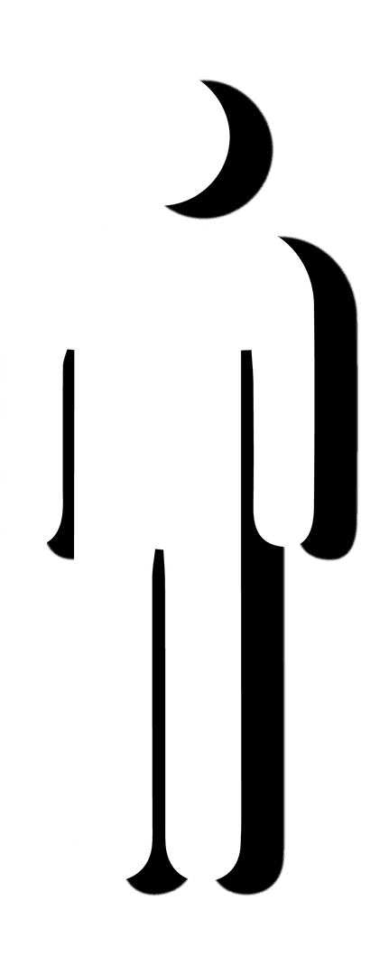 Minimalist Human Figure Icon with Transparent Background and Shadow