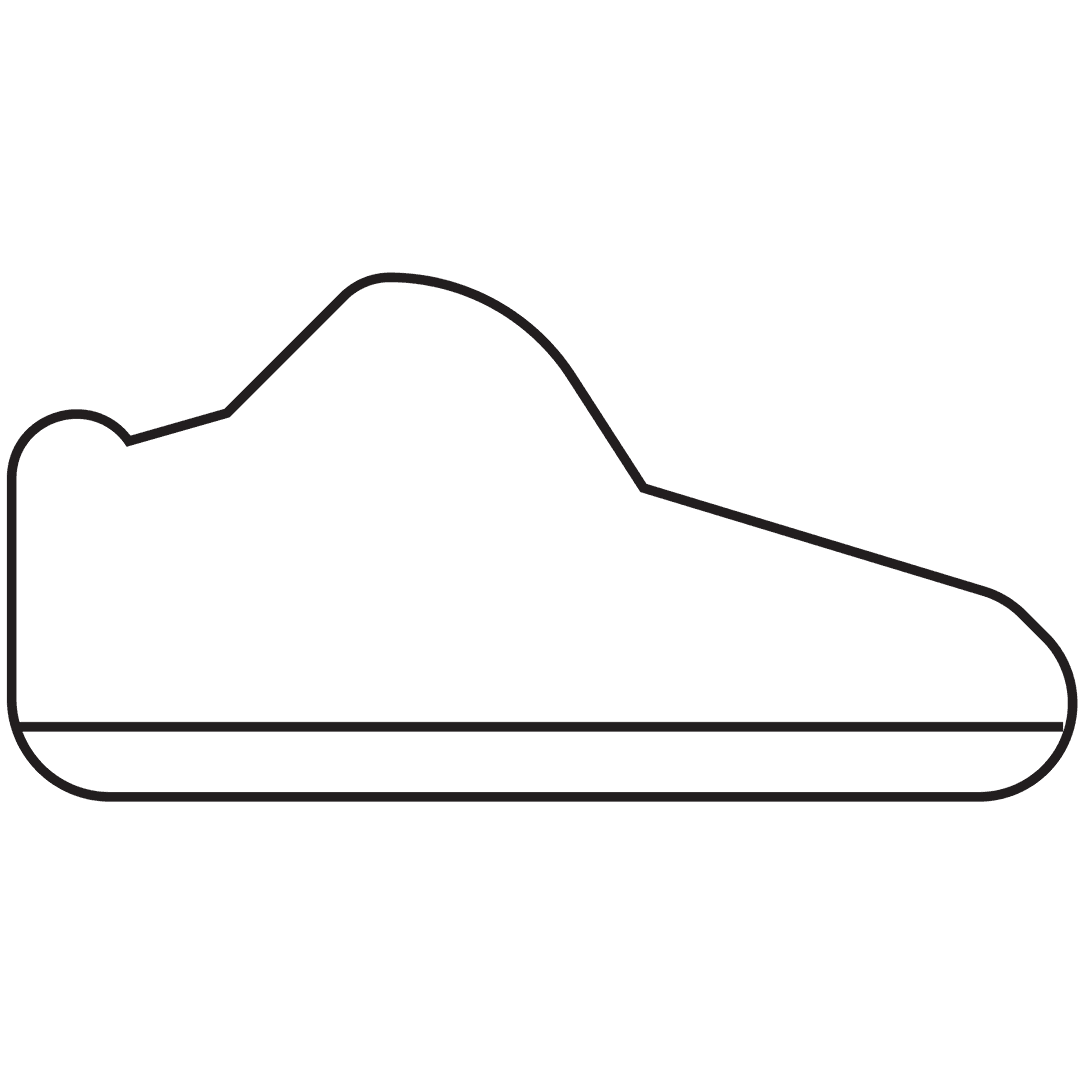 Minimalistic Black Shoe Illustration on Transparent Background