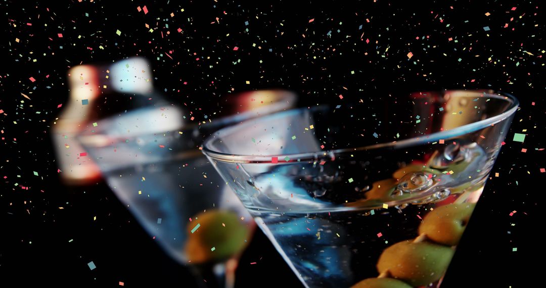 Festive Cocktails with Colorful Confetti and Olives