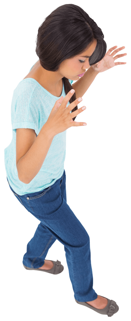 Transparent Image of Angry Woman With Hands Raised in Frustration