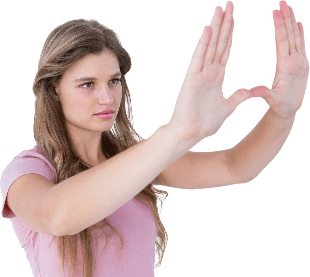 Transparent Image of Woman Making Hand Frame Gesture
