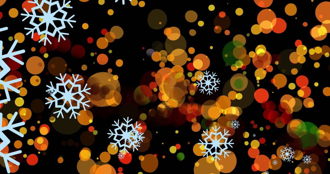 Festive Bokeh Snowflakes on Black Background