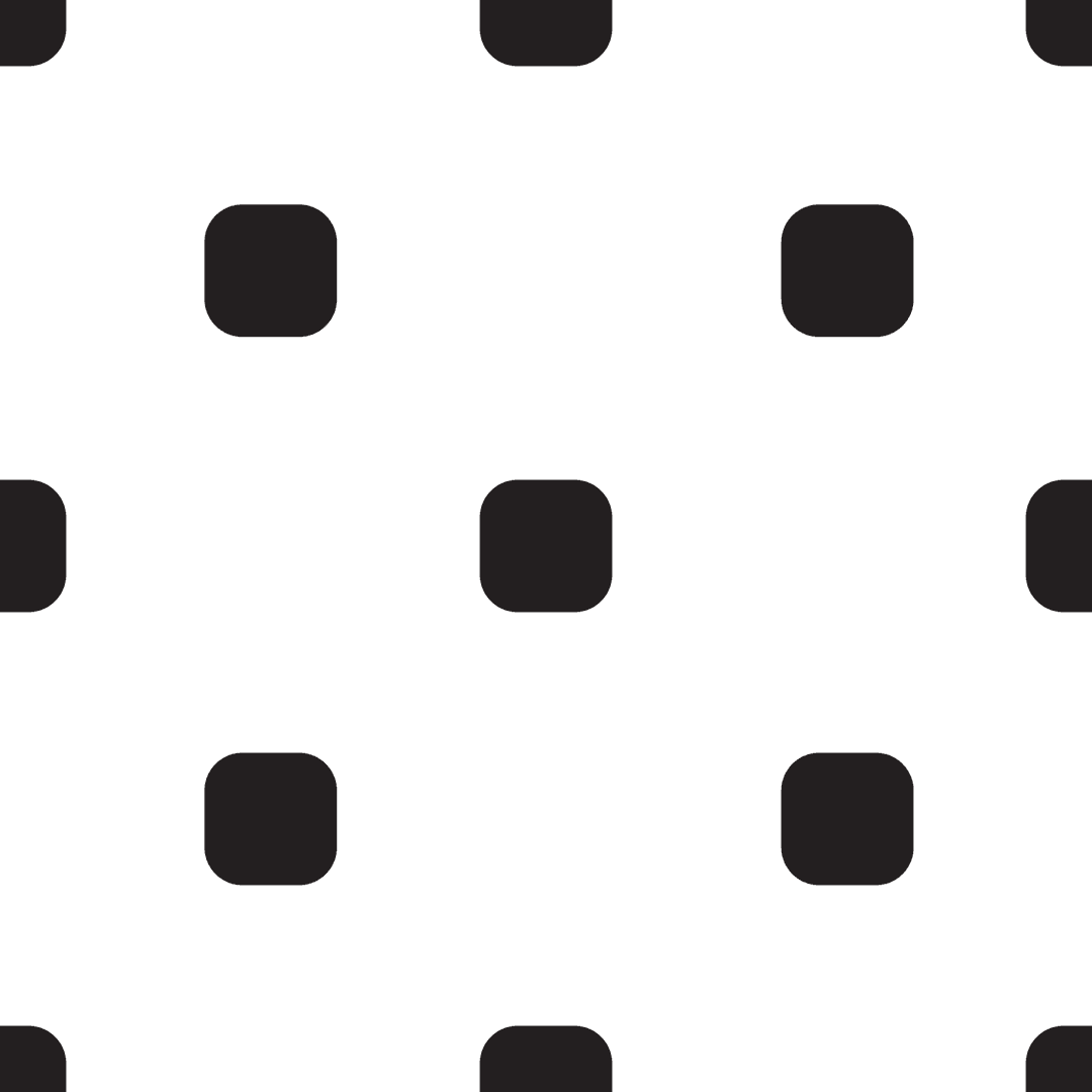 Geometric black pattern with rounded squares on transparent background