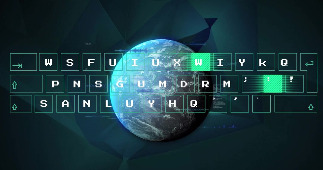 Digital Interface with Keyboard Overlay on Earth Globally