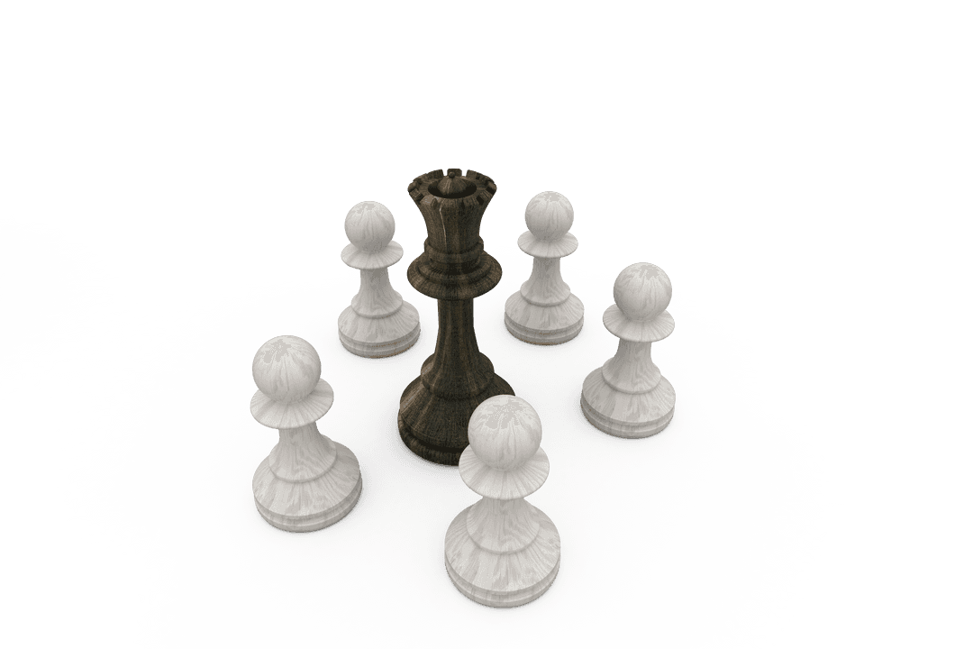 Transparent Chess Strategy Concept with Queen and Pawns