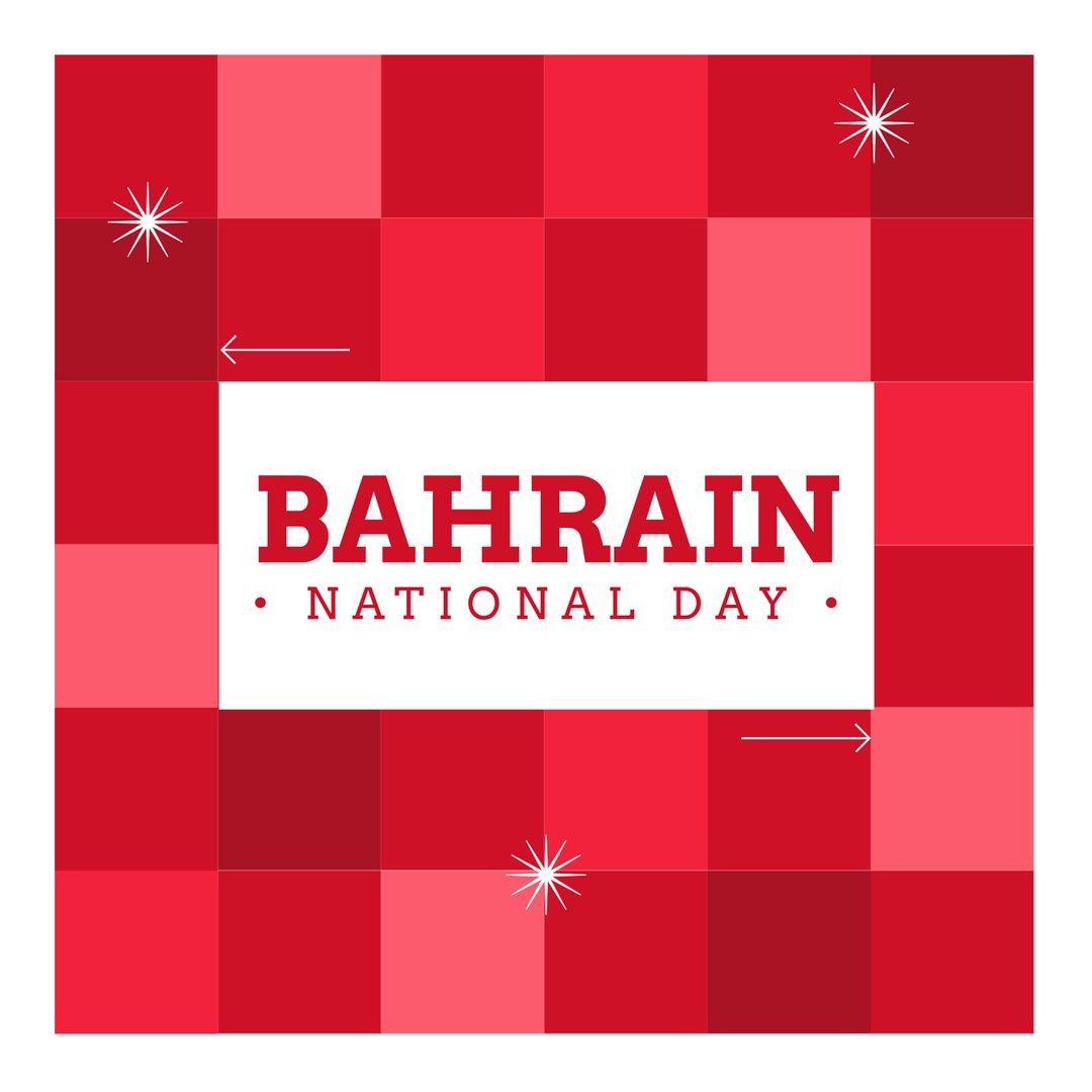Bahrain National Day Celebration Design with Red Checkered Background