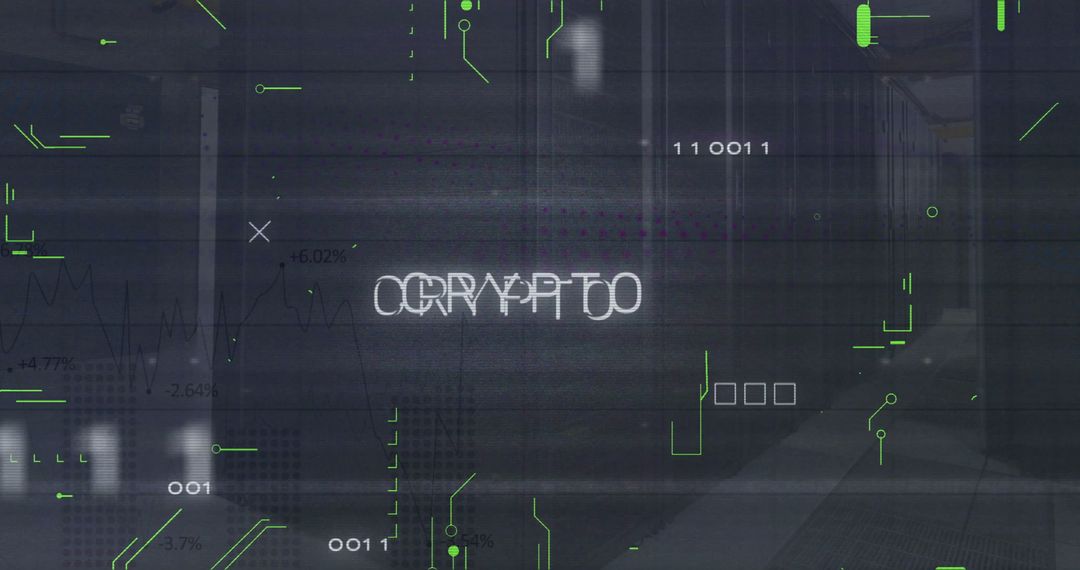 Blockchain Technology Concept with Crypto Text and Circuit Patterns