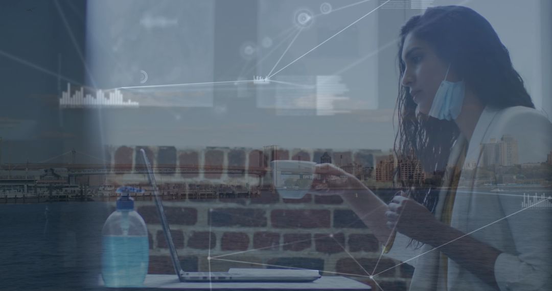 Businesswoman Analyzing Data with Virtual Connections