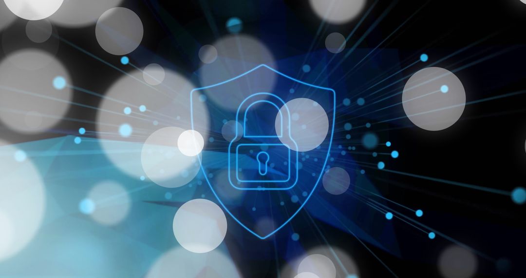 Cybersecurity Concept with Digital Shield and Lock Symbol