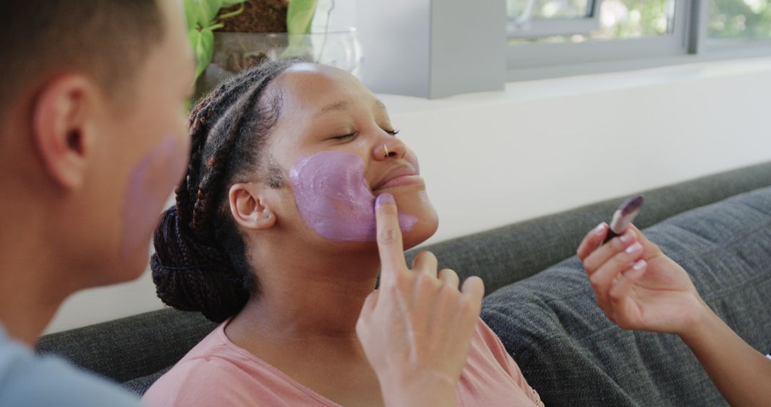 Couple Enjoying Relaxing Skincare Routine at Home