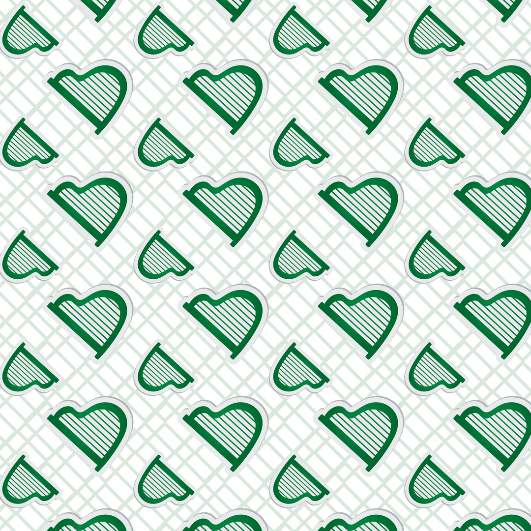 Seamless Green Celtic Harp Pattern with Transparent Background