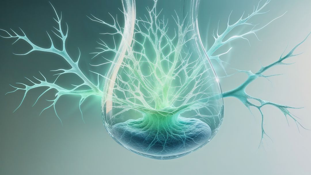 Futuristic Network Inside Glass Droplet Conveying Innovation