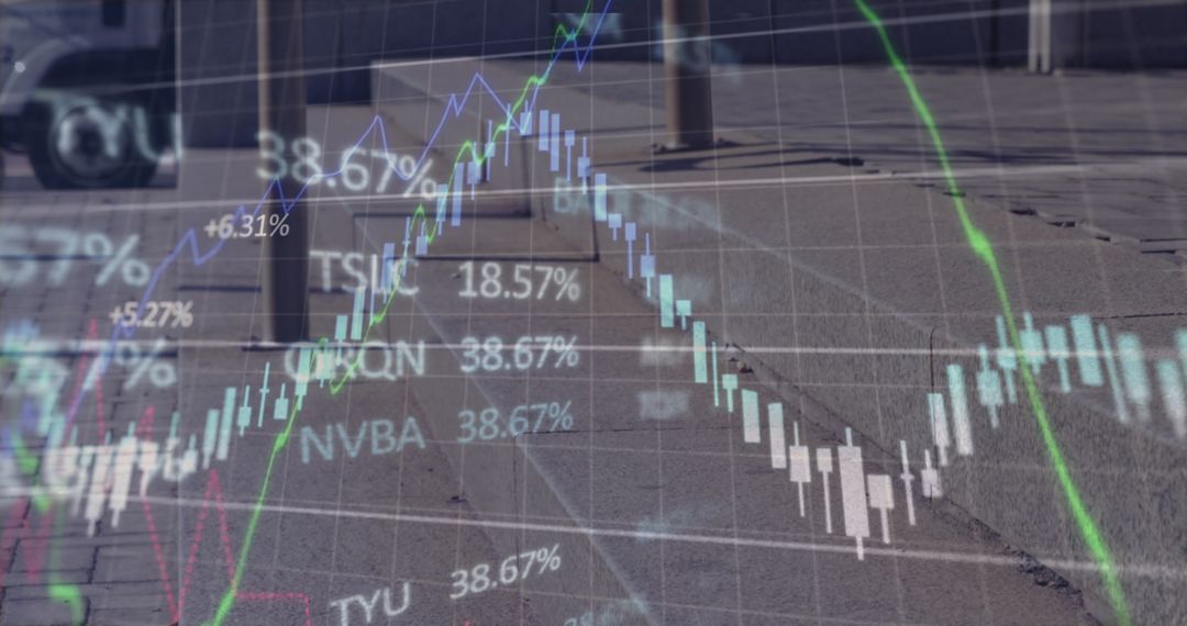 Businessperson Analyzing Financial Graph on Transparent Screen