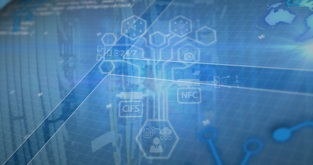 Abstract Digital Interface with Data Processing Symbols