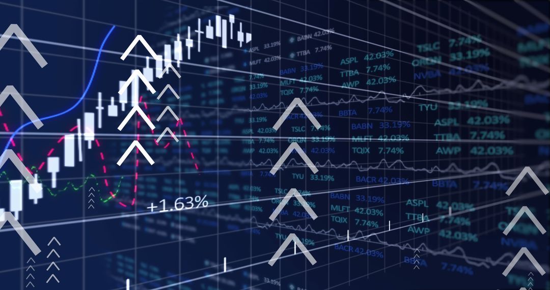 Futuristic Financial Charts with Virtual Arrows
