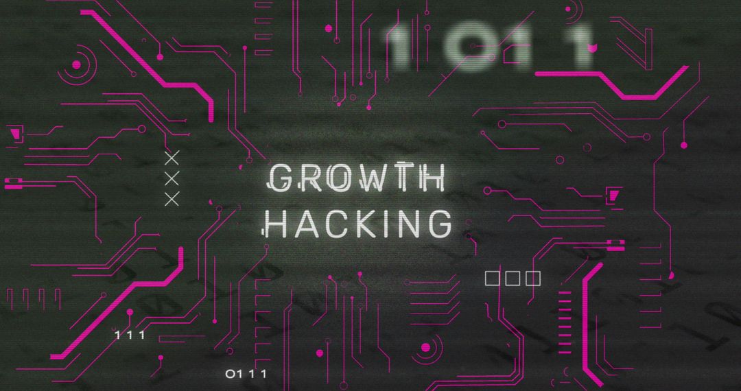 Growth Hacking Concept Overlaid on Abstract Circuit Board Background