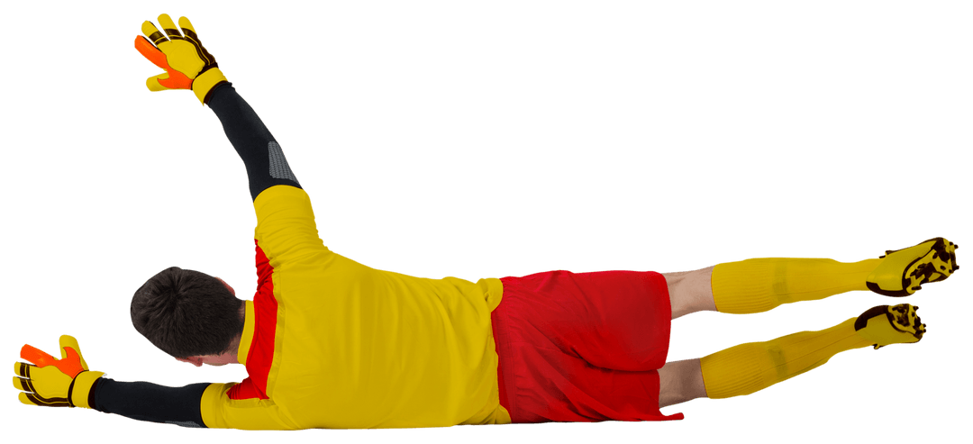 Goalkeeper Diving for Save Transparent Background