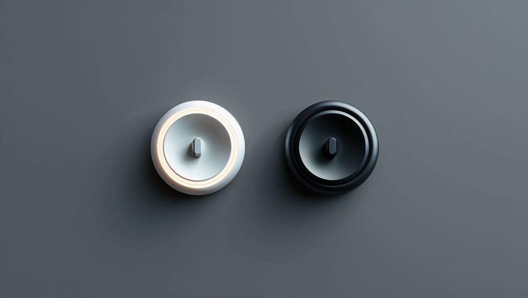 Minimalist modern control levers on matte grey surface for website designs