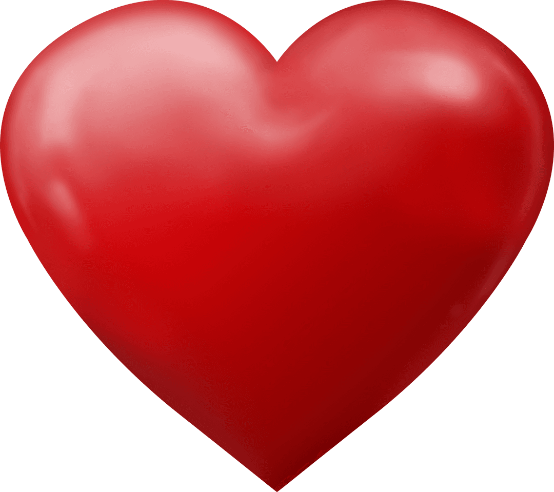 Digital Red Heart Illustration on Transparent Background for Love Themes