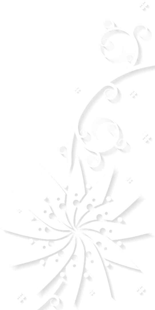 Ornate Starburst Flower with Vines on Transparent Background