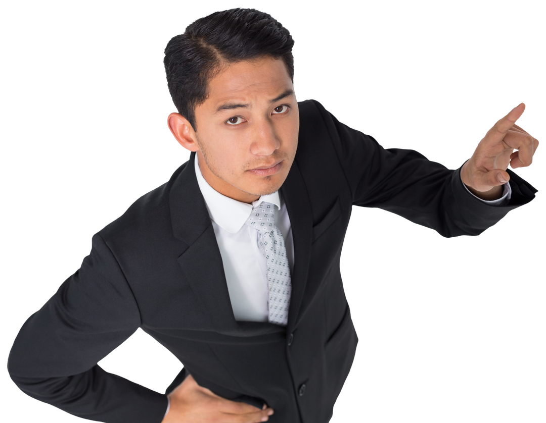 Transparent Businessman Pointing Up with Confident Gesture - Download Free Stock Images Pikwizard.com