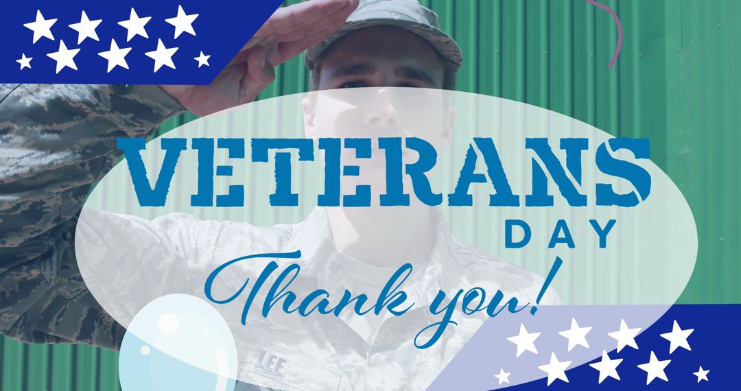 Veterans Day Tribute with Saluting Soldier and Gratitude Message