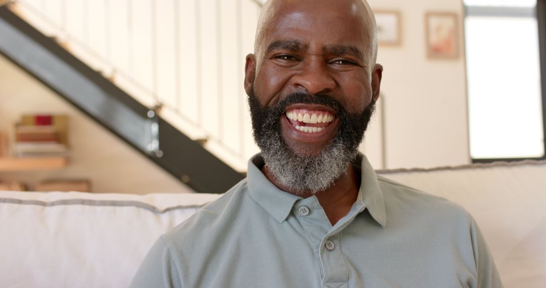 Smiling African American Senior Man Relaxing at Home