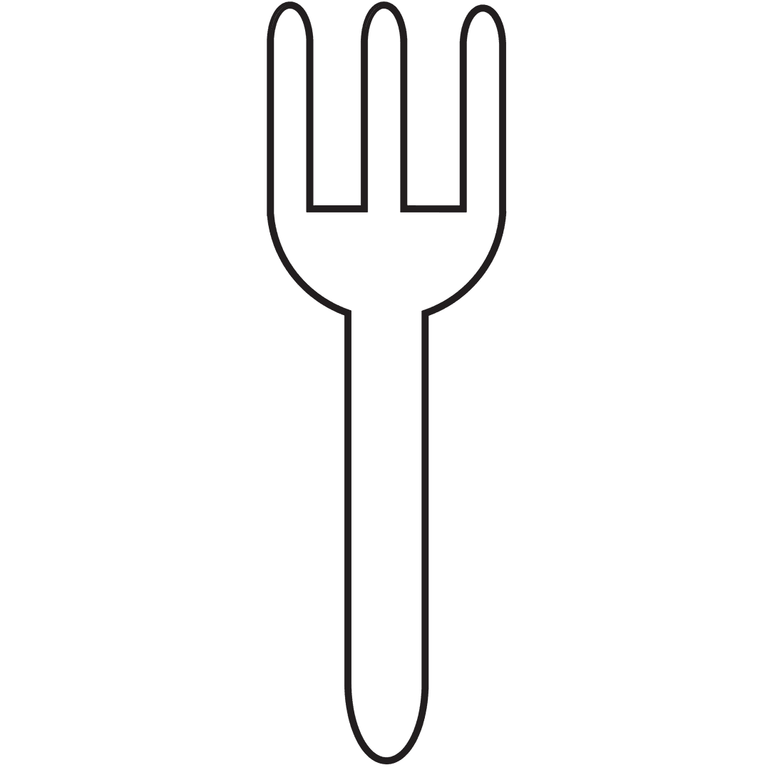 Simple Fork Symbol Digital Illustration on Transparent Background