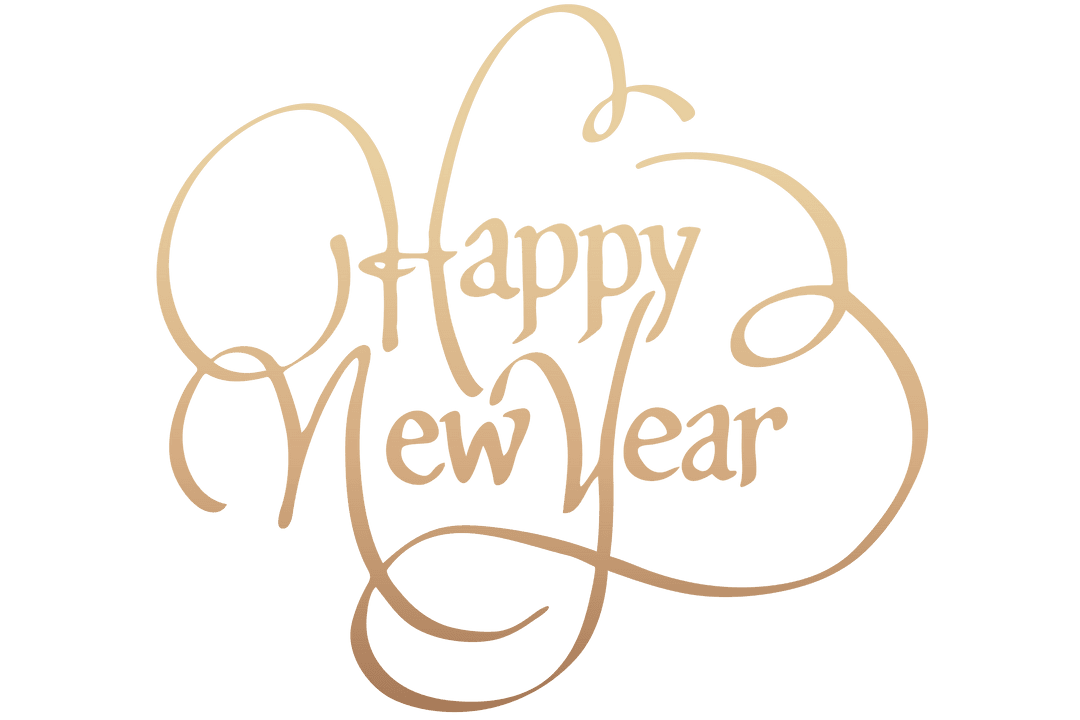 Elegant Happy New Year Text on Transparent Background