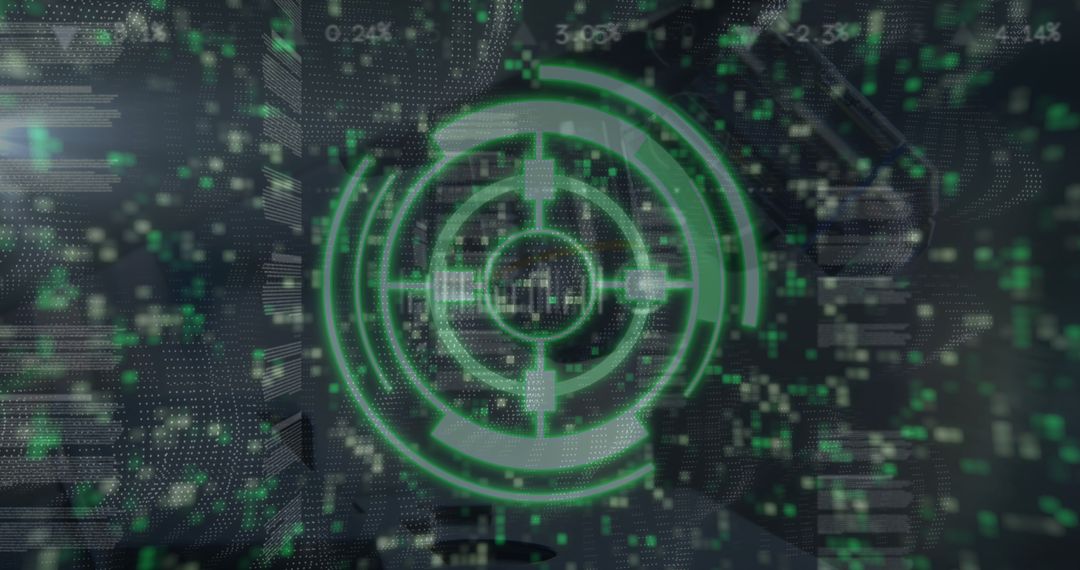 Futuristic Digital Network Interface with Green Scanning Radar
