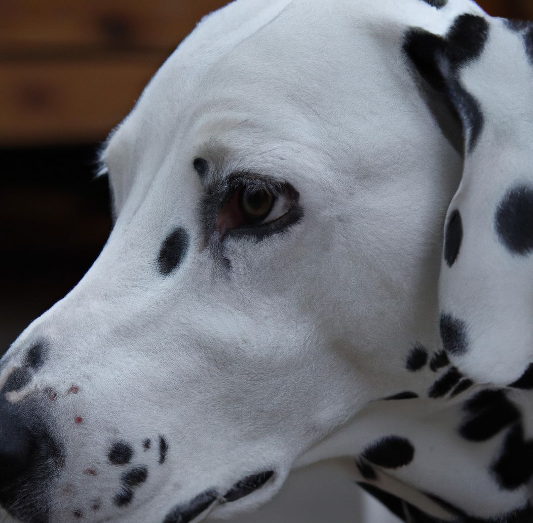 Close up of cute black and white dalmatian dog on blurred background - Free Images, Stock Photos and Pictures on Pikwizard.com